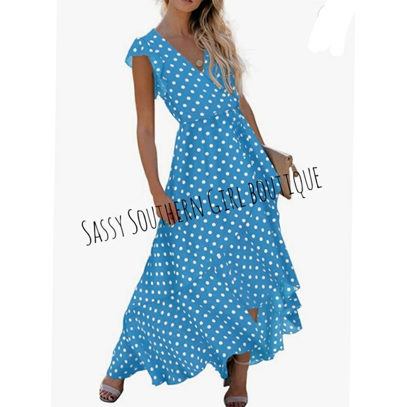 Sassy Southern Girl boutique Dresses Aqua Turquoise Polka Dot Wrap